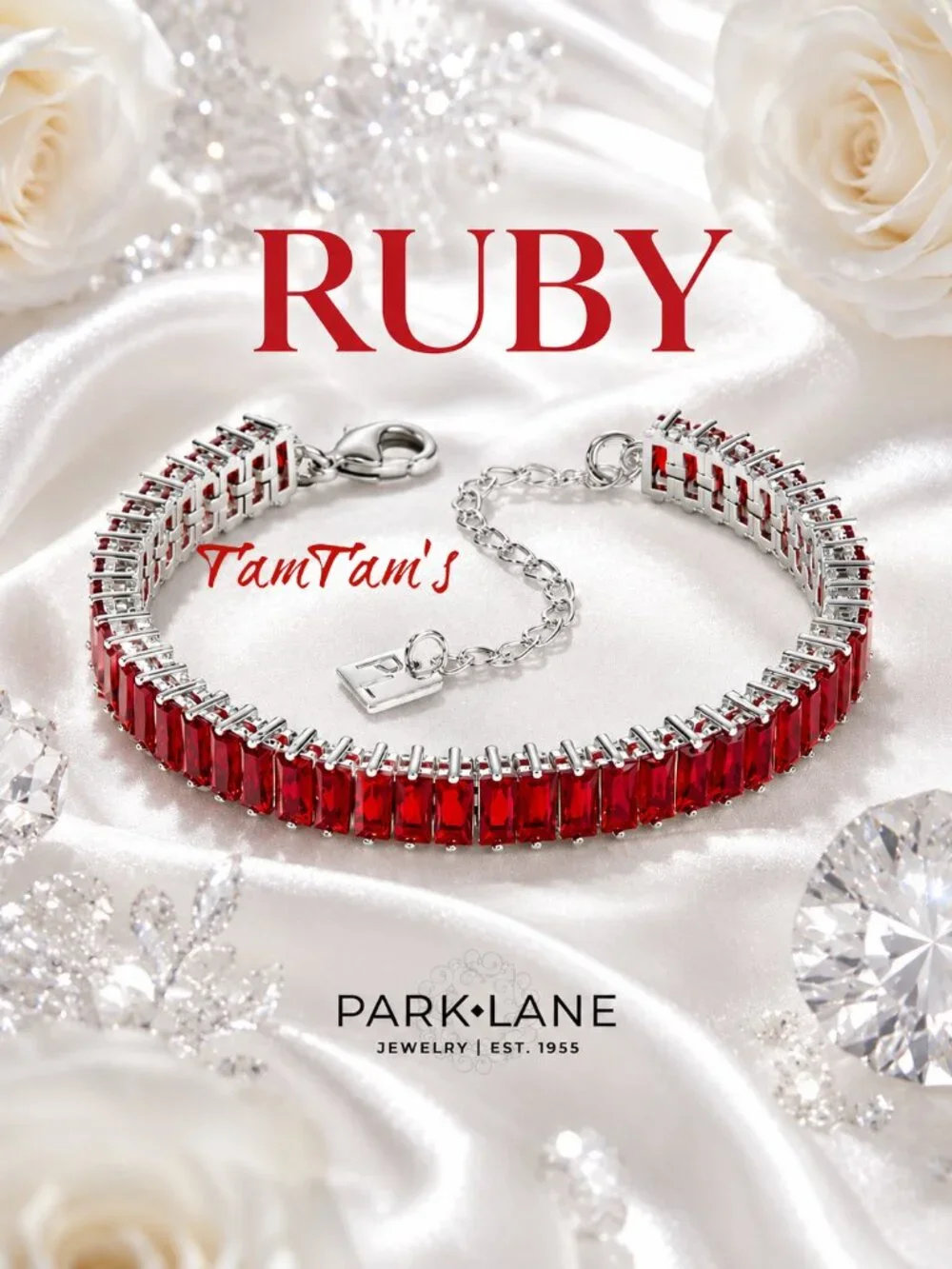 Park Lane Ruby Baguette Impression Tennis Bracelet